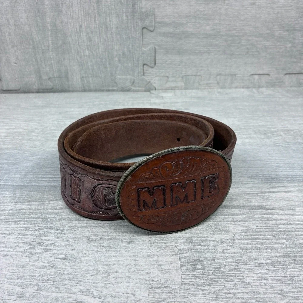 Circle Y Western Leather Belt‎ Mens 38 Carved Leather Detail MICHAEL
